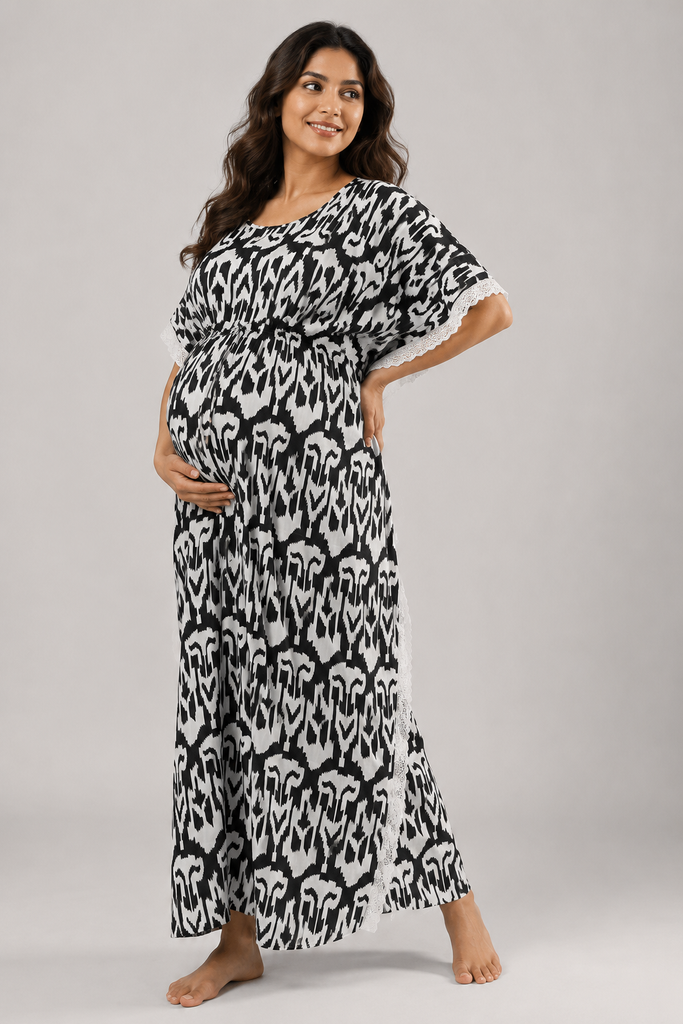 Maternity Kaftan | Breathable Nursing Wear with Hidden Feeding Zip