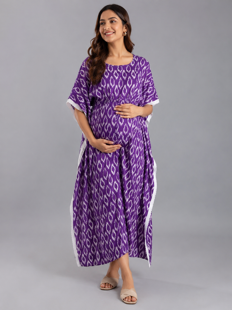 Maternity Kaftan | Breathable Nursing Wear with Hidden Feeding Zip