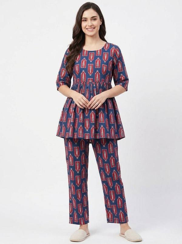 Blue Maternity Cotton Co-ord Set