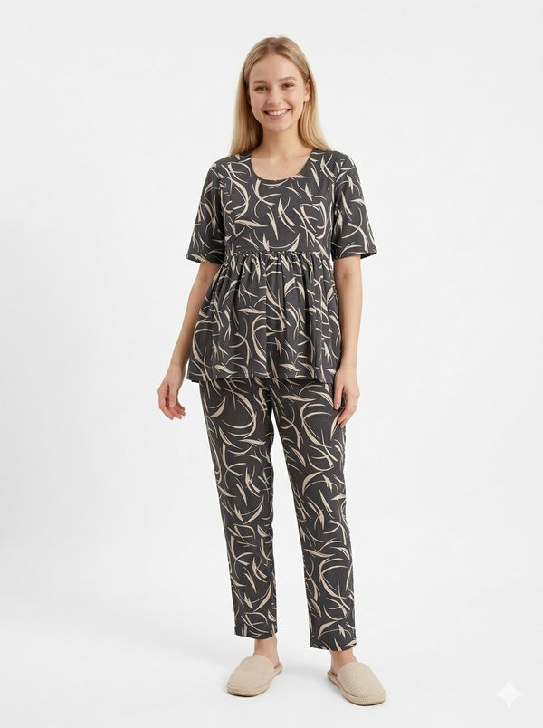 Grey Maternity Cotton Co-Ord Set