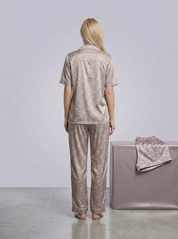Premium Satin Night Suit | Pyjama & Shorts Combo