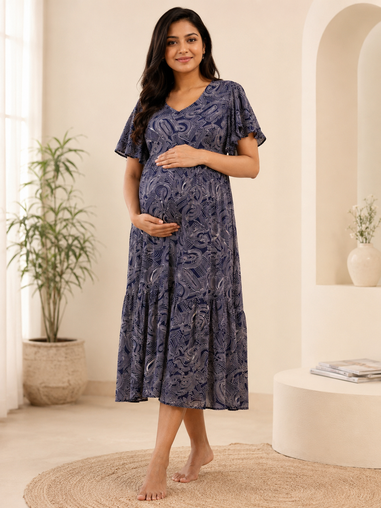 Premium Cotton Maternity Midi One-piece