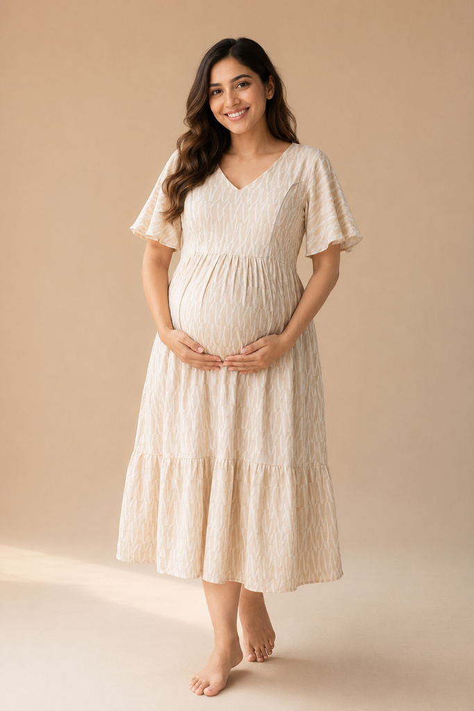 Premium Cotton Maternity Midi One-piece