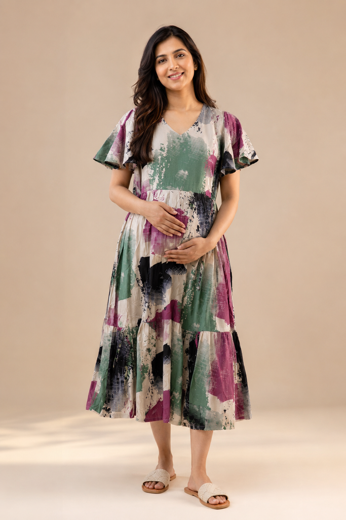 Premium Cotton Maternity Midi One-piece