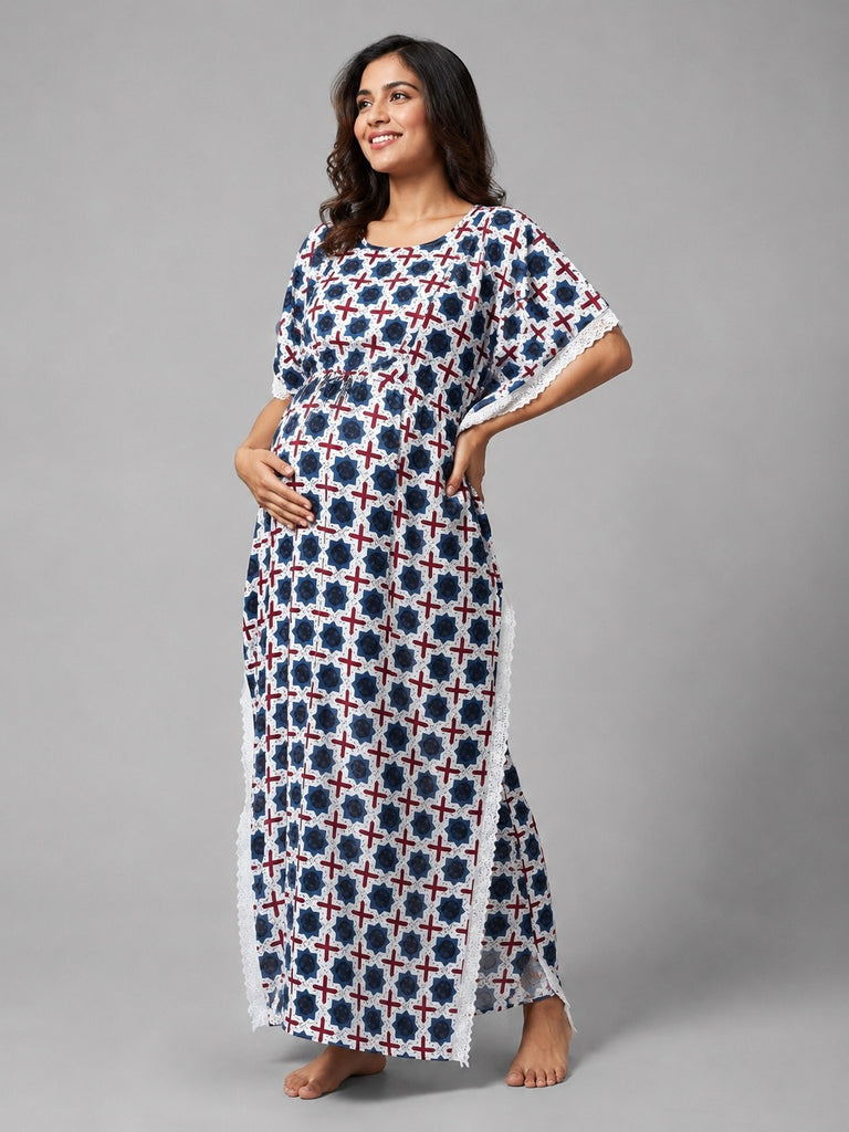 Maternity Kaftan | Breathable Nursing Wear with Hidden Feeding Zip
