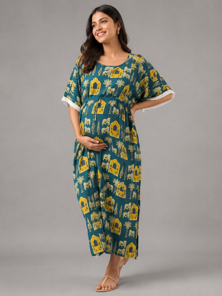 Maternity Kaftan | Breathable Nursing Wear with Hidden Feeding Zip
