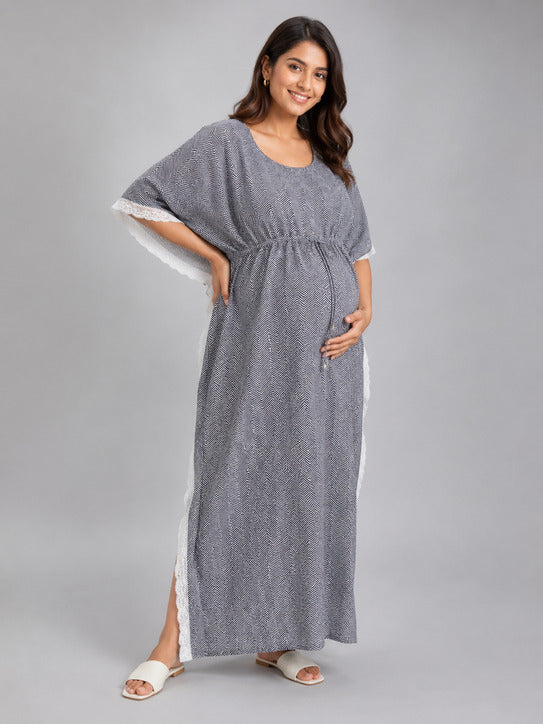 Maternity Kaftan | Breathable Nursing Wear with Hidden Feeding Zip