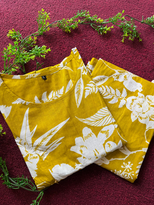Yellow Maternity Cotton Co-ord Set