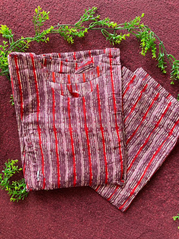 Brick-Red Maternity Cotton Co-Ord Set
