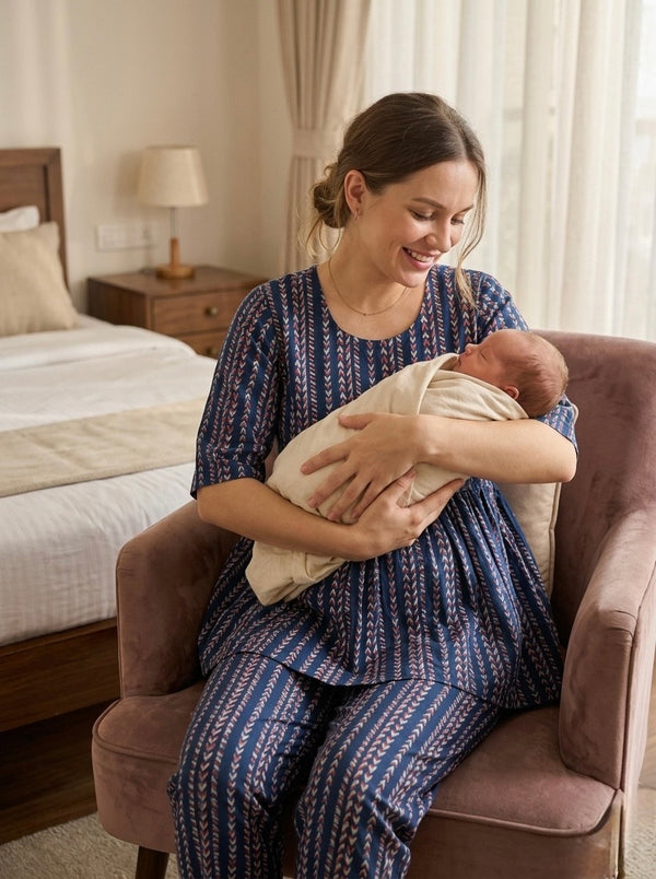 Blue LInes Maternity Cotton Co-Ord Set