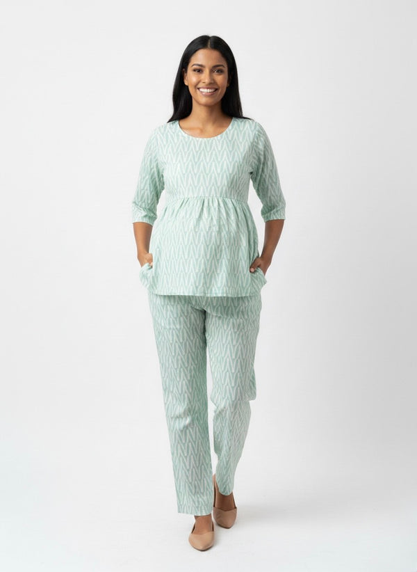 Premium Rayon Printed Maternity Co-ord Set for Women | Comfortable Loungewear
