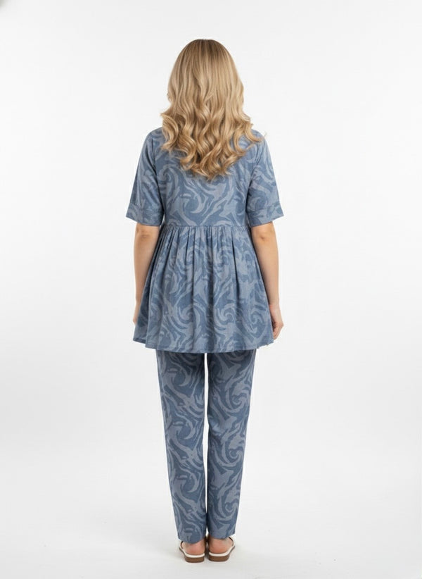 Premium Rayon Printed Maternity Collar Co-ord Set for Women | Comfortable Loungewear