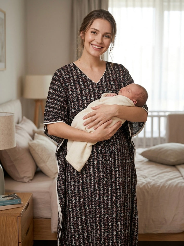 Premium Rayon Printed Kaftan for Women | Maternity and Nursing Loungewear