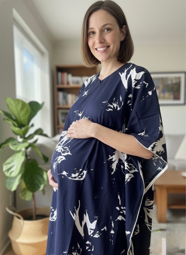 Premium Rayon Printed Knee Length Kaftan for Women | Maternity and Nursing Loungewear