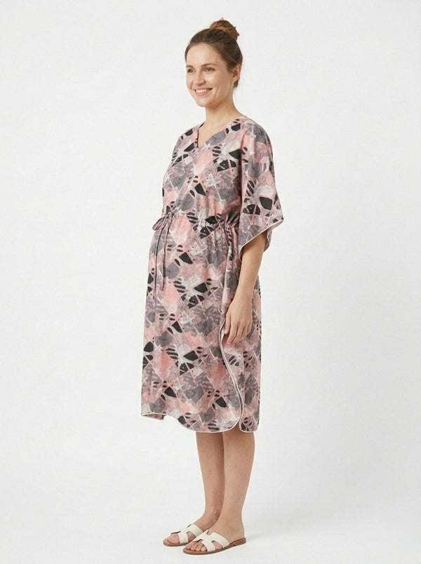 Premium Rayon Printed Knee Length Kaftan for Women | Maternity and Nursing Loungewear