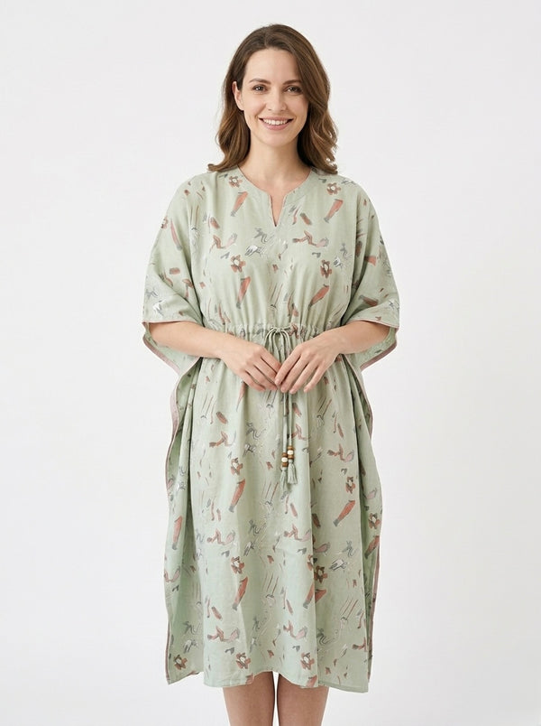 Premium Rayon Printed Knee Length Kaftan for Women | Maternity and Nursing Loungewear