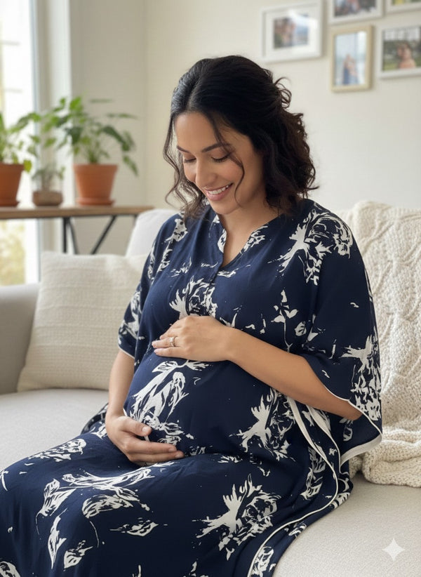 Premium Rayon Printed Kaftan for Women | Maternity and Nursing Loungewear